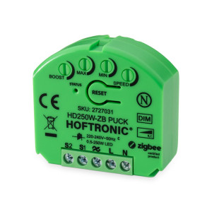 HOFTRONIC WLAN Smart Zigbee Dimmer – LED 0,5–250W – Unterputz-Dimmer – Phasenabschnitt – Steuerung per Taster & App – Kompatibel mit Alexa & Google