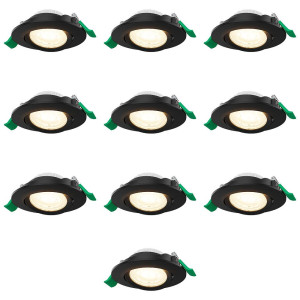 HOFTRONIC Set van 10 Prado dimbare LED-inbouwspots - 6 watt 570 lumen - CCT instelbare lichtkleur 2700K/4000K/6000K - Lage inbouwdiepte 25 mm - Rond -