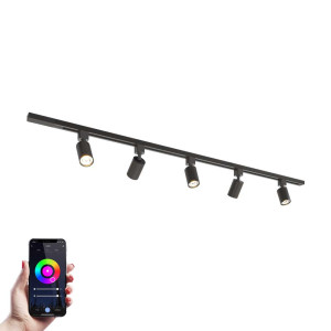 HOFTRONIC Taros Railverlichting Pakket - Recht - 1,5 m rail - 5 railspots - Incl. RGBWW GU10 - IP20 - Modulair - 230V