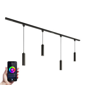 HOFTRONIC Taros Railverlichting Pakket - Recht - 2x 1 m rail - 4 hanglamp - Incl. RGBWW GU10 - IP20 - Modulair - 230V