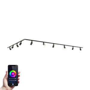 HOFTRONIC Taros Railverlichting Pakket - L-vorm - 5x 1 m rail - 10 railspots - Incl. RGBWW GU10 - IP20 - Modulair - 230V