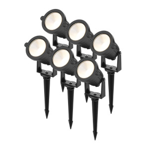 HOFTRONIC Set mit 6 Piton LED-Strahler - 4,9 W, 425 lm - schwenkbar - 20.000 Betriebsstunden - 3000 K warmweiß - IP65 wasserdicht - schwarz