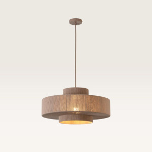 LUSENZ Pendelleuchte Scandes taupe - Esstischlampe, Skandinavisch/Boho, dreilagige geflochtene Baumwollkordel, Ø50cm, E27-Fassung - Dimmbar