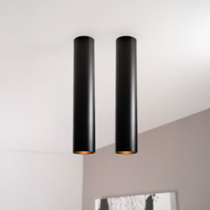 2x Canopus nero l by LUSENZ - Cilindervormige opbouwspot in met mat zwarte coating