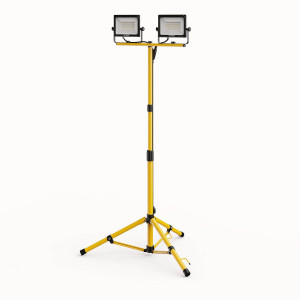 HOFTRONIC LED-Baustrahler - Mit Stativ - 6500 K - 2x50 W - 5000 lm - Verstellbar und neigbar - Schutzart IP65 - 25.000 Betriebsstunden - 2 Jahre