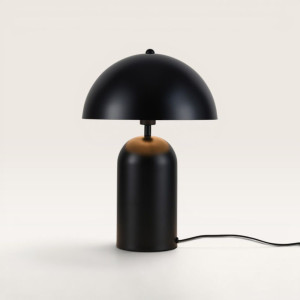 LUSENZ Asteri - Schwarz Metall Pilzlampe 40 cm - Retro tischlampe - Lampe für kommode - Matt - Beschichtetes Metall - E14 Fassung - Mit