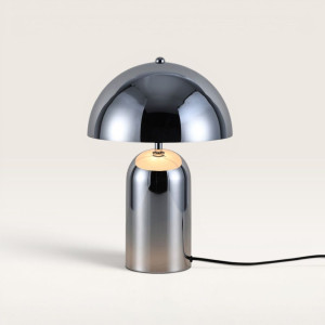 LUSENZ Asteri - Chrom Metall Pilzlampe 40 cm - Retro tischlampe - Lampe für kommode - Beschichtetes Metall - E14 Fassung - Mit Ein/Aus-Schalter