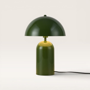 LUSENZ Asteri - Grün Metall Pilzlampe 40 cm - Retro tischlampe - Lampe für kommode - Beschichtetes Metall - E14 Fassung - Mit Ein/Aus-Schalter