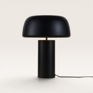 LUSENZ Voryn - Tischlampe Schwarz Metall 40 cm - Lampe für kommode - Matt - Beschichtetes Metall - Modern Design - E27 Fassung - Mit Ein/Aus-Schalter