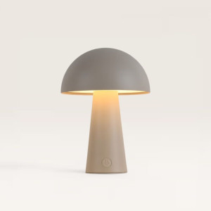LUSENZ Arvento - Paddenstoel lamp oplaadbaar Beige 20 cm - Tafellamp horeca - Dimbaar - Retro design - USB-C - IP44 voor buiten -  3000K/4500K/6000K
