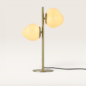 LUSENZ Elyndra - Klassieke Tafellamp 60 cm - Woonkamer tafellamp - Twee bollen van Opaalglas met gouden staander - E14 fitting - Met
