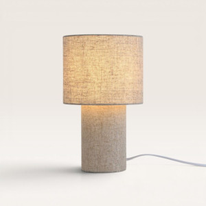 LUSENZ Marone - Tischlampe Leinen Beige 30 cm - Nachttischlampe - Skandinavisch design - E27 Fassung - Mit Ein/Aus-Schalter