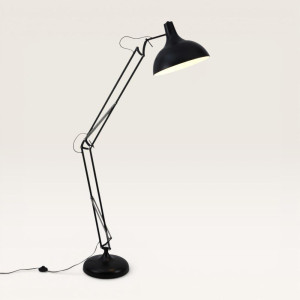 LUSENZ Dorsen - Schwarze Stehlampe Metall 180 cm - Stehlampe wohnzimmer - Modernes design - Höhenverstellbar - E27 Fassung - Mit Fußschalter