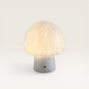 LUSENZ Cirello - Paddenstoel lamp oplaadbaar Wit glas 18 cm - Draadloze tafellamp - Scandinavisch design - Dimbaar - IP44 voor buiten - USB-C -  3000K
