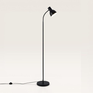 LUSENZ Tervon - Zwarte Staande lamp Metaal 150 cm  - Modern design - Woonkamer lamp - E27 fitting - Verstelbare metalen kap - Mat - Met voetschakelaar