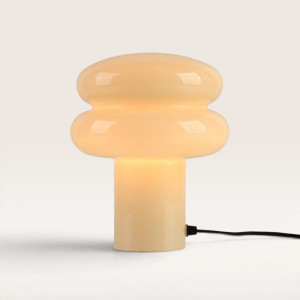 LUSENZ Elistro - Designer Tischlampe Weiß 25 cm - Nachttischlampe - Tischlampe milchglas - E27 Fassung - Mit Ein/Aus-Schalter