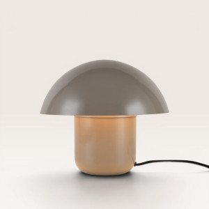 LUSENZ Javera - Pilzlampe 25 cm - Tischlampe Vintage - Lampe für kommode - Beige Metall - E14 Fassung - Mit Ein/Aus-Schalter