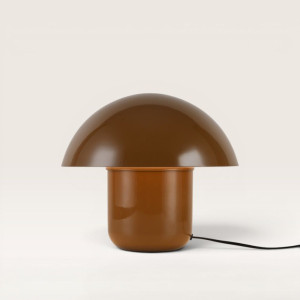 LUSENZ Javera - Pilzlampe 25 cm - Tischlampe Vintage - Lampe für kommode - Braun Metall - E14 Fassung - Mit Ein/Aus-Schalter