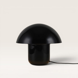 LUSENZ Javera - Pilzlampe 25 cm - Tischlampe Vintage - Lampe für kommode - Schwarz Metall - E14 Fassung - Mit Ein/Aus-Schalter