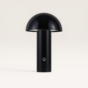 LUSENZ Noryn - Pilzlampe Schwarz 25 cm - Akku Tischleuchte - Dimmbar - Lampe für Kommode - USB-C - Skandinavisch - Metall - 3000K/4500K/6000K