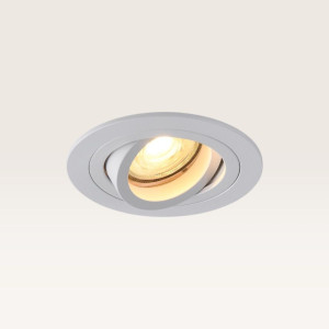 LUSENZ Inbouwspot Ovaro bianco - Diameter 92mm - Plat - GU10-fitting - IP20 voor binnen - Wit - Met doorlusbedrading