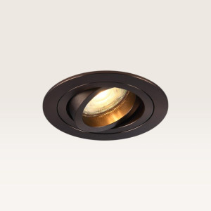 LUSENZ Inbouwspot Ovaro bronzo scuro - Diameter 92mm - Plat - GU10-fitting - IP20 voor binnen - Brons - Met doorlusbedrading