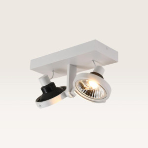 LUSENZ Deckenleuchte Telesto bianco II – AR111-Fassung – IP20 für den Innenbereich – Weiß – Aluminium – Doppelspot