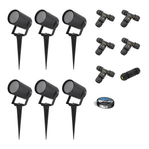 HOFTRONIC 6er Set Spikey dimmbarer LED Gartenstrahler mit Erdspieß - GU10 Fassung - Wandspot - IP65 für den Innen- und Außenbereich - Erdspieß -