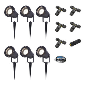 HOFTRONIC 6er Set Sydney LED Gartenstrahler mit Erdspieß - Dimmbar - Schwenkbar - GU10 4 Watt 345 Lumen - 4000K neutralweiß - IP64 Wasserdicht -