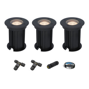 HOFTRONIC Set of 3 Maisy LED Inground Lights outdoor - Dimmable - GU10 - 2700K warm white - 4 Watts 345 lumens - Round - Ø12cm - Landscape Light -