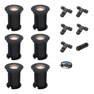 HOFTRONIC Set of 6 Maisy LED Inground Lights outdoor - Dimmable - GU10 - 2700K warm white - 4 Watts 345 lumens - Round - Ø12cm - Landscape Light -