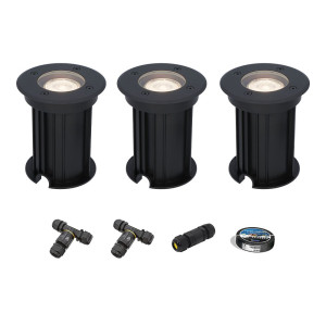 HOFTRONIC Set of 3 Maisy LED Inground Lights outdoor - Dimmable - GU10 - 4000K neutral white - 4 Watts 345 Lumens - Round - Ø12cm - Landscape Light -