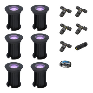 HOFTRONIC SMART 6er Set Maisy Smart Bodeneinbaustrahler außen - Ø12cm - 5.5W 400lm - RGBWW - Wifi + Bluetooth - App Steuerung - IP67 wasserdicht -