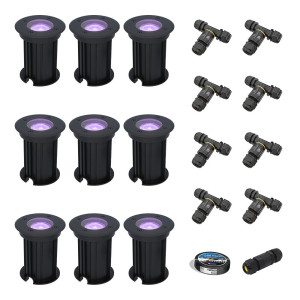 HOFTRONIC SMART Set van 9 Maisy Smart Grondspots Rond - Ø12cm - 5.5 Watt 400 lumen - RGBWW - Wifi + Bluetooth - Bestuurbaar via app - IP67 - Google