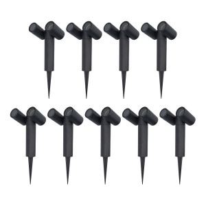 HOFTRONIC Set van 9 Pinero Dubbel LED prikspot - Kantelbaar - Dimbaar - GU10 - IP65 waterdicht - Zwart - Tuinspot - Pinspot