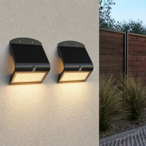HOFTRONIC 2er Set Rhodes Solar-Wandleuchte Up & Down - mit Bewegungssensor - 8 W - 3000 K Warmweiß - 2 Leuchtstufen - IP65 wasserdicht - Wandleuchte