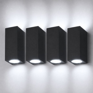 HOFTRONIC Set mit 4 Selma LED-Wandleuchten - Up & Down Licht - Dimmbar - GU10 4 Watt 345 Lumen - 6500K Tageslichtweiß - IP44 - Schwarz - Polycarbonat