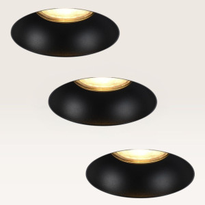 LUSENZ 3er-Set Einbaustrahler Junaro nero – Einbautiefe 40 mm – GU10-Fassung – IP20 für Innenbereich – Weiß & Schwarz – Mit Durchgangsverdrahtung