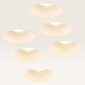 LUSENZ 6er-Set Einbaustrahler Junaro bianco – Einbautiefe 100 mm – GU10-Fassung – IP20 für Innenbereich – Weiß – Mit Durchgangsverdrahtung