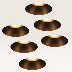 LUSENZ 6er-Set Einbaustrahler Junaro bianco bronzo – Einbautiefe 100 mm – GU10-Fassung – IP20 für Innenbereich – Weiß & Bronze – Mit