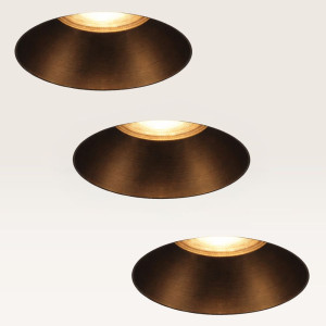 LUSENZ 3er-Set Einbaustrahler Junaro bianco bronzo – Einbautiefe 100 mm – 4W 345lm - 2700K – IP20 für Innenbereich – Weiß & Bronze – Mit