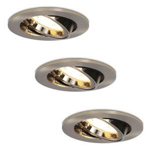 HOFTRONIC Set van 3 Lublin LED inbouwspots - 4 Watt 345 lumen - 2700K Warm wit - GU10 - Dimbaar - Rond - Kantelbaar - IP20 Voor binnen - RVS