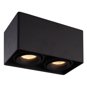 HOFTRONIC Esto LED Deckenspot - Eckig - 2-Flammig - Schwenkbar - GU10 Fassung - Aufbaustrahler - Innen - Deckenleuchte - Austauschbarer Abdeckring -