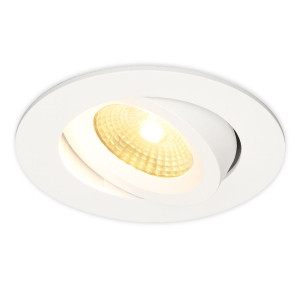 HOFTRONIC Salerno LED inbouwspot - 8W 650 lumen - 2700K warm wit - Dimbaar - Rond - Kantelbaar - IP44 waterdicht - Wit - Voor binnen, buiten en