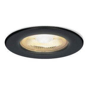 HOFTRONIC Nola LED Einbaustrahler - Flach (49mm) - 5W 450lm - 2700K warmweiß - Dimmbar - Rund - IP65 wasserdicht für innen-, außen- und bad - Schwarz