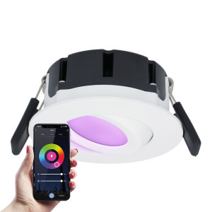 HOFTRONIC SMART Napels Smart Einbaustrahler Extra Flach (39mm) - IP65 wasserdicht - 8 Watt 600 Lumen - Schwenkbar - Wifi + Bluetooth - RGBWW - Google