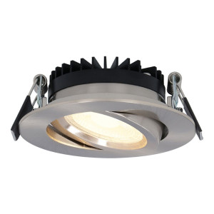 HOFTRONIC Rome LED inbouwspot - Kantelbaar - IP44 waterdicht - 6 Watt 430 lumen - 2700K warm wit - Lage inbouwdiepte 27mm - Dimbaar - Rond - RVS -