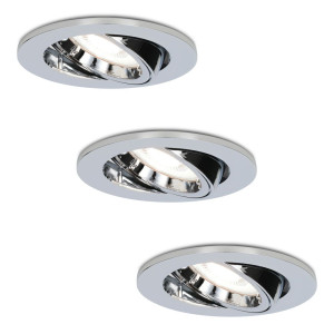 HOFTRONIC Set van 3 Maya LED inbouwspots - 4 Watt 345 Lumen - 6500K Daglicht wit - GU10 - Dimbaar - Rond - Kantelbaar - IP20 voor binnen - Chroom