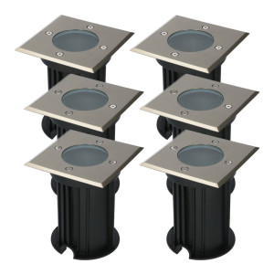 HOFTRONIC Set van 6 Ramsay LED Grondspots - Vierkant - RVS - GU10 fitting - Excl. lichtbron - IP67 waterdicht - Tuinspot - Oprit