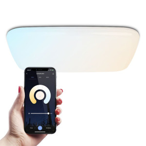 HOFTRONIC SMART Smart plafondlamp - Vierkant - 30W - 3000lm - 42x42cm - RGBWW - Wifi + Bluetooth - Google Home, Amazon Alexa en Siri - Frameless -